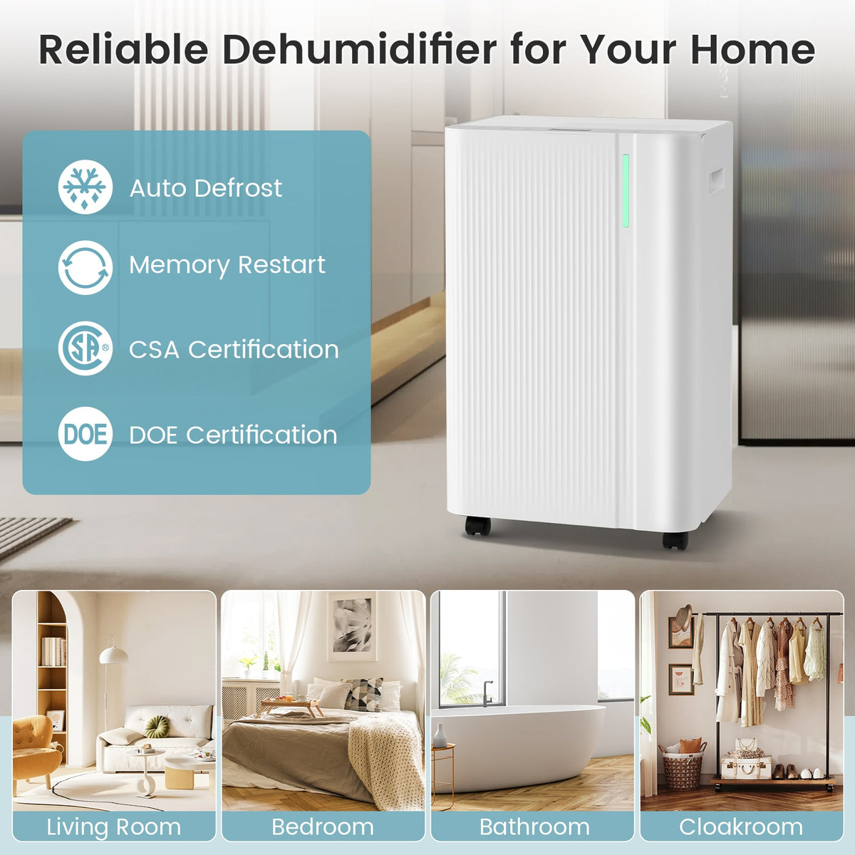 Déshumidificateur 25 L pour grande pièce 418 m²
