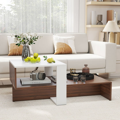 Table basse géométrique à 2 tablettes