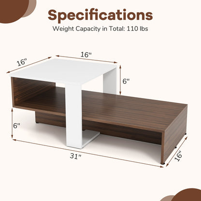 Table basse géométrique à 2 tablettes