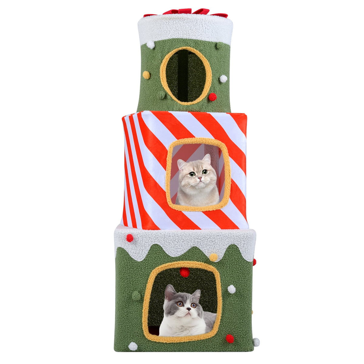 Arbre à chat de Noël 120 cm à paliers multiples