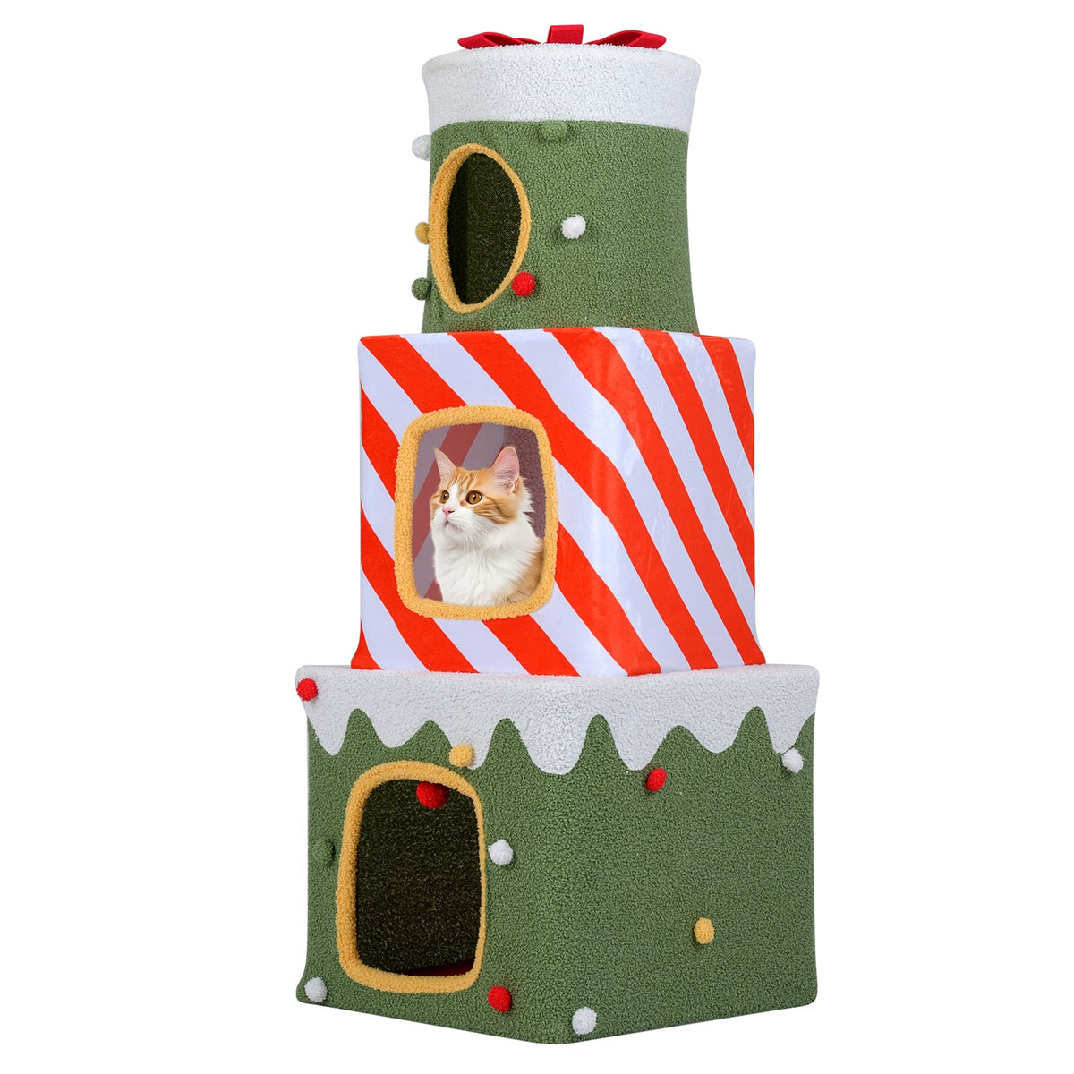 Arbre à chat de Noël 120 cm à paliers multiples