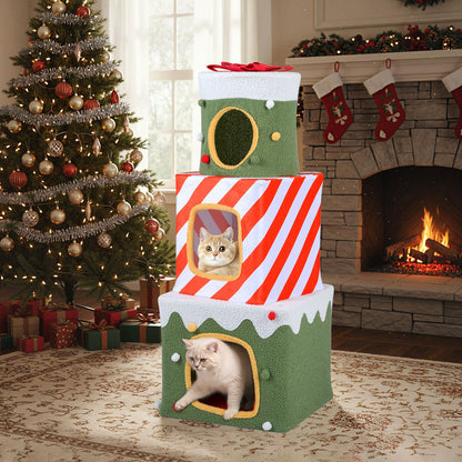 Arbre à chat de Noël 120 cm à paliers multiples