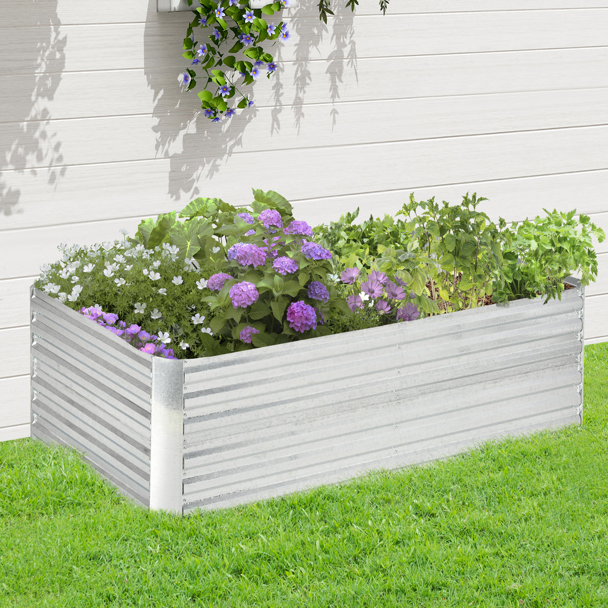 Raised Garden Bed Galvanized Steel with Reinforced Rods 180cm
