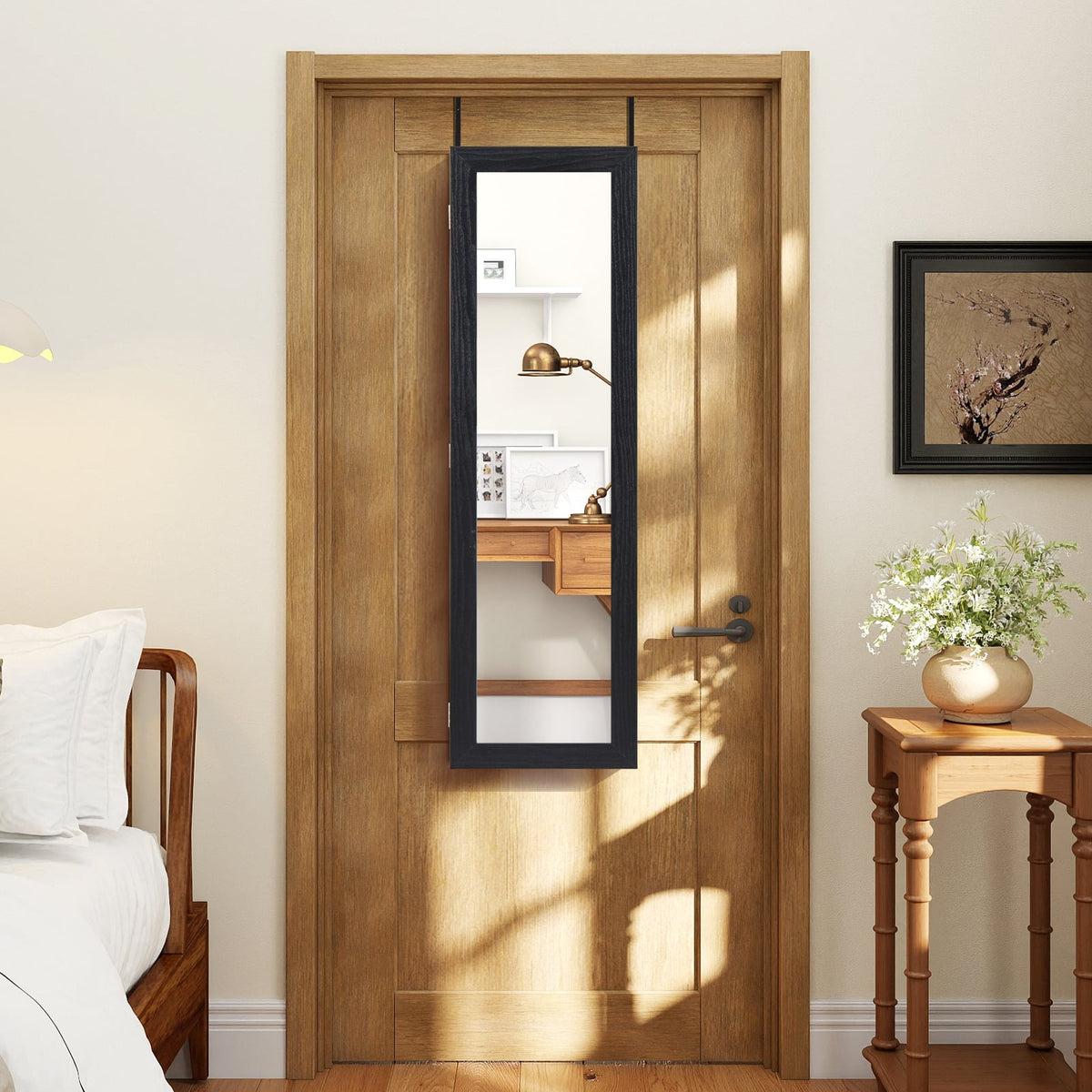 Armoire à bijoux murale avec miroir pleine longueur