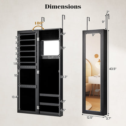 Armoire à bijoux murale avec miroir pleine longueur