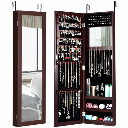 Armoire à bijoux murale avec miroir pleine longueur