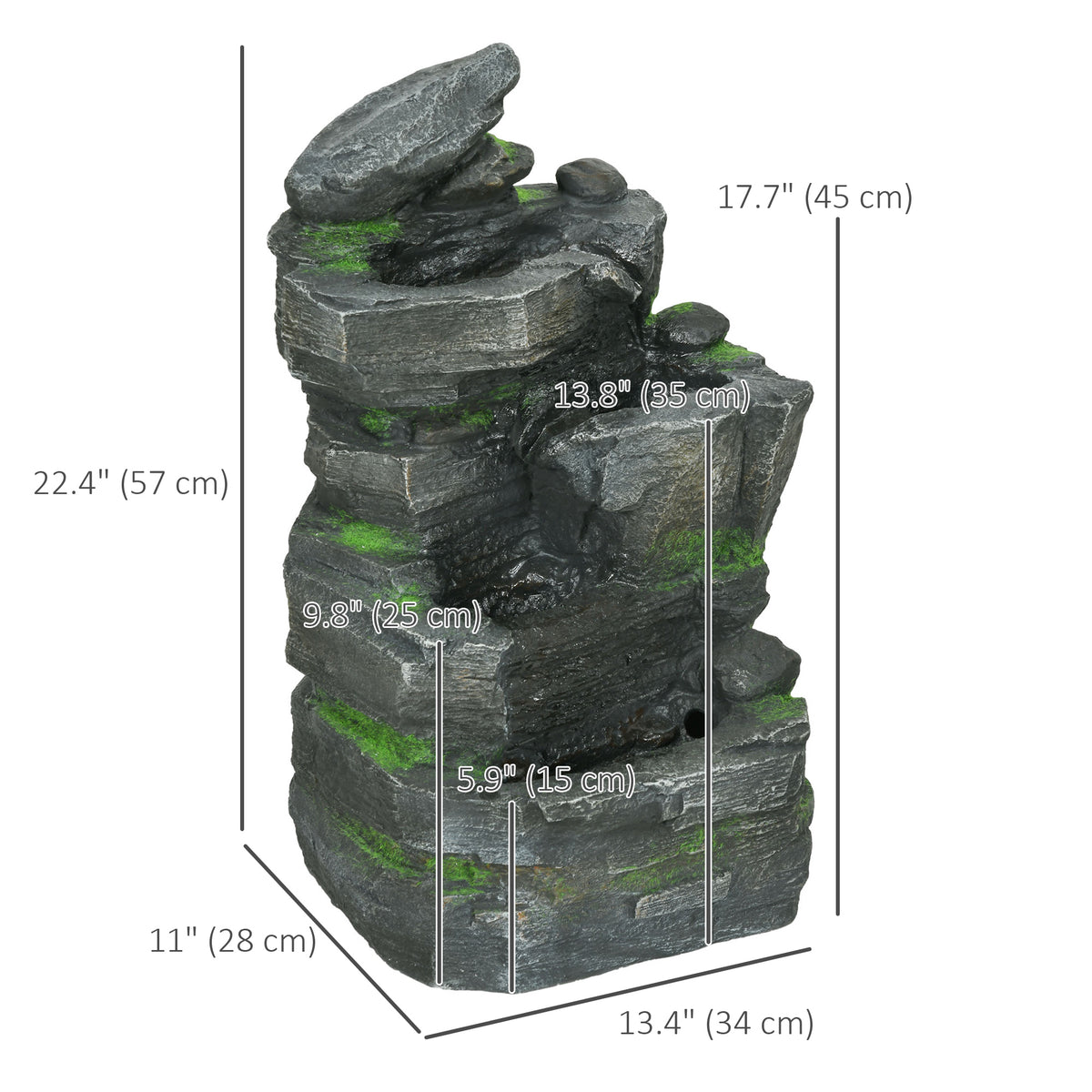 Garden Water Fountain 4 Tier with LED Lights and Pump