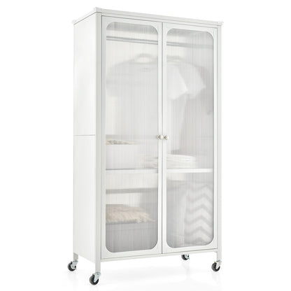 Armoire de rangement sur roulettes avec tringle et étagère