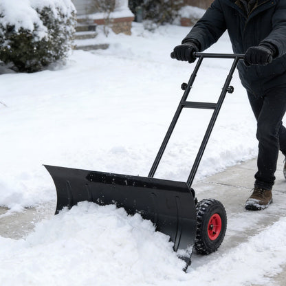 Pousse-neige robuste en métal à roulettes 74 cm