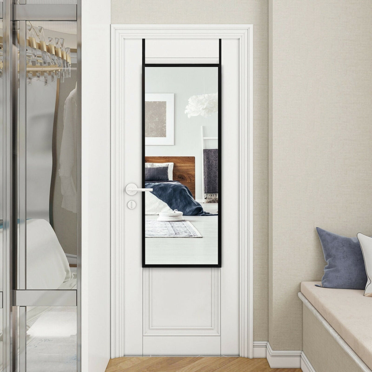 Miroir de porte sur pied en métal