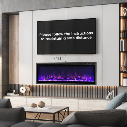 Foyer électrique mural encastrable avec télécommande