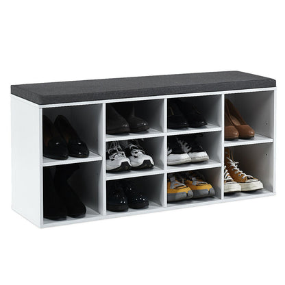 BANC DE RANGEMENT POUR CHAUSSURES 10 CUBES AVEC COUSSIN