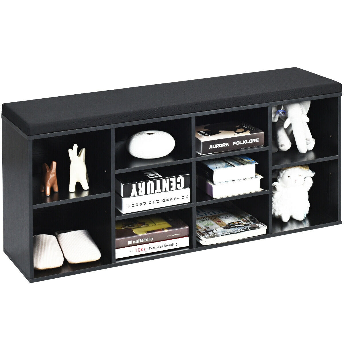 BANC DE RANGEMENT POUR CHAUSSURES 10 CUBES AVEC COUSSIN