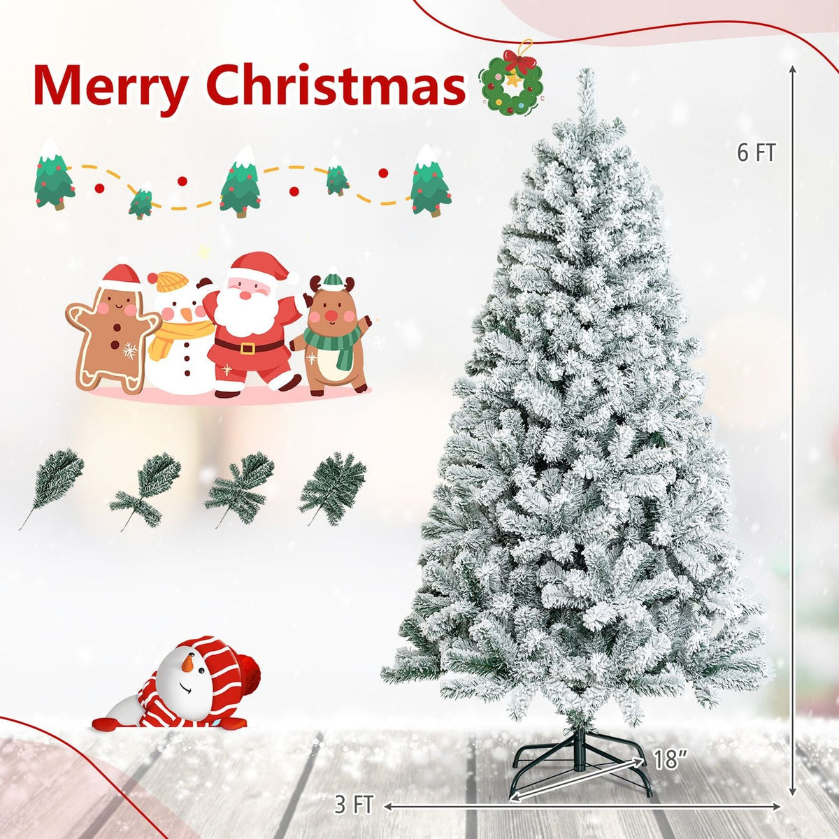 Arbre de Noel artificiel floque de neige 183 cm