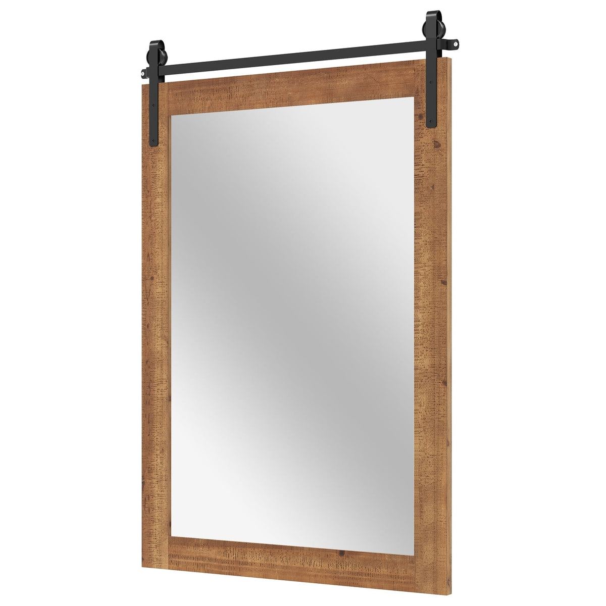 Miroir mural style porte de grange en bois rustique