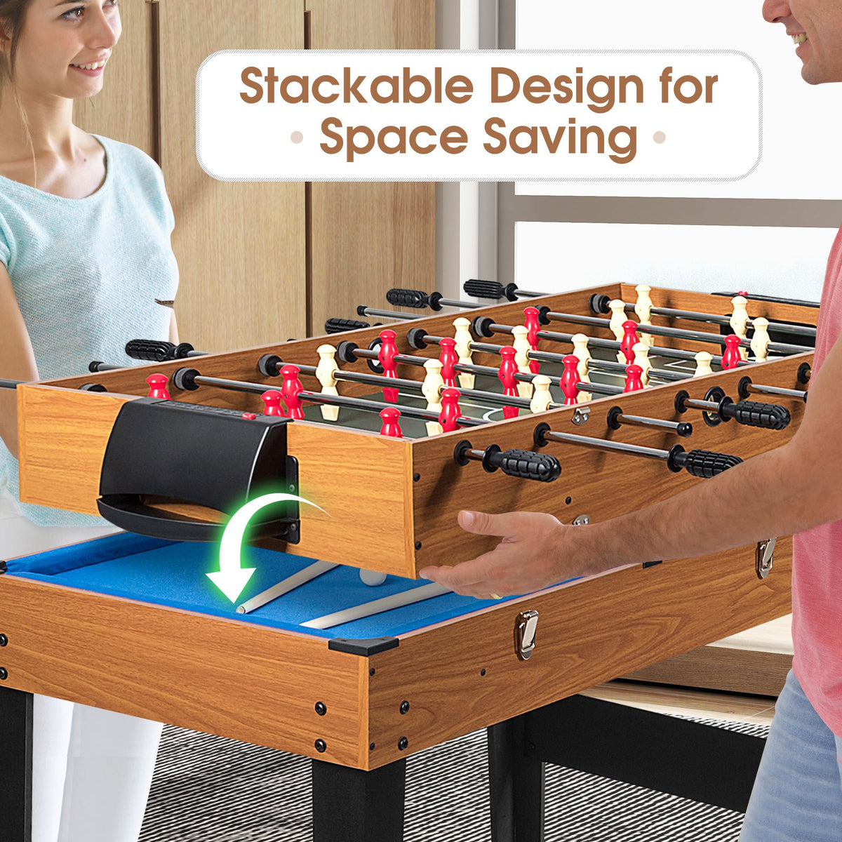 Table multi-jeux 3-en-1 de 122 cm avec baby-foot