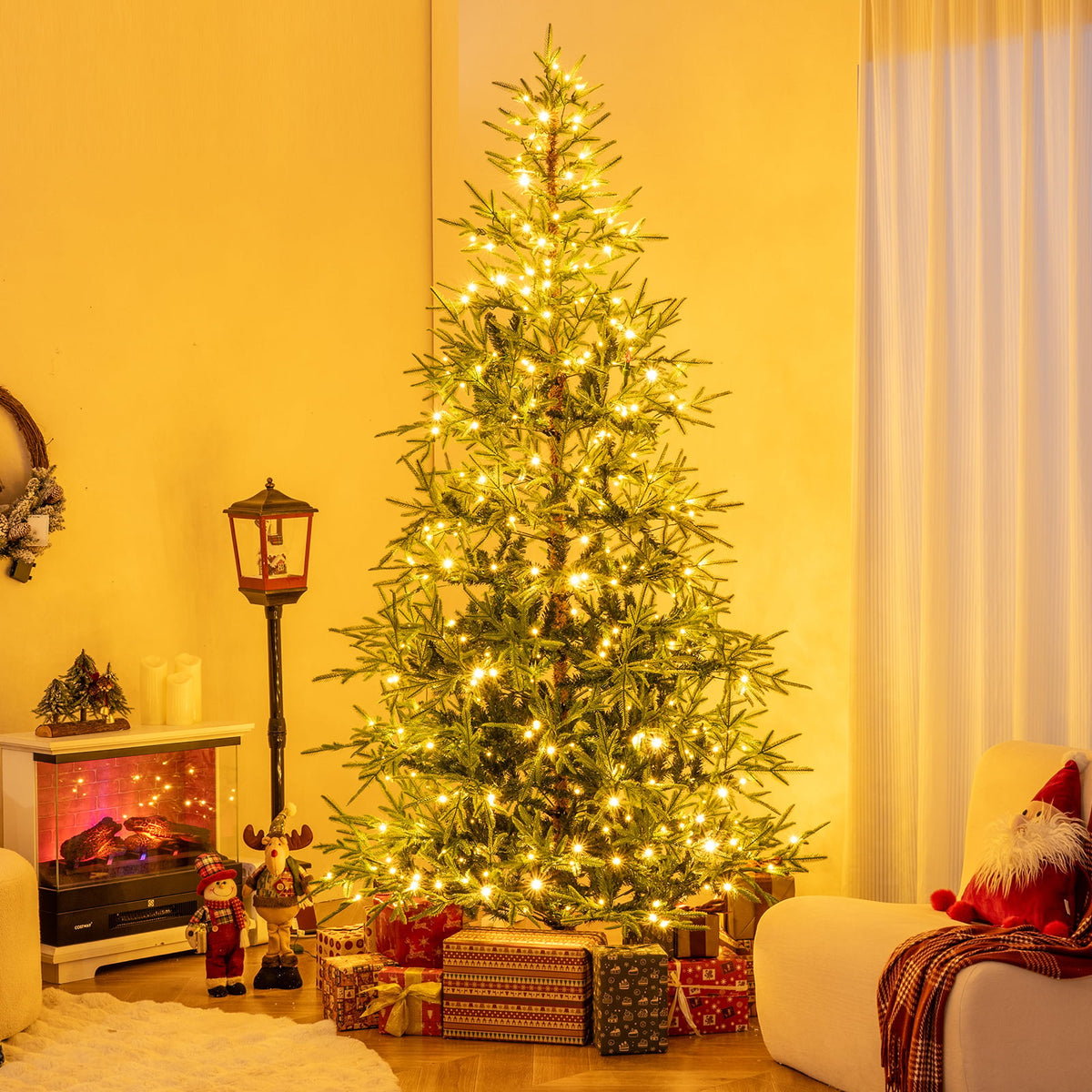Arbre de Noël artificiel pré-éclairé à charnières