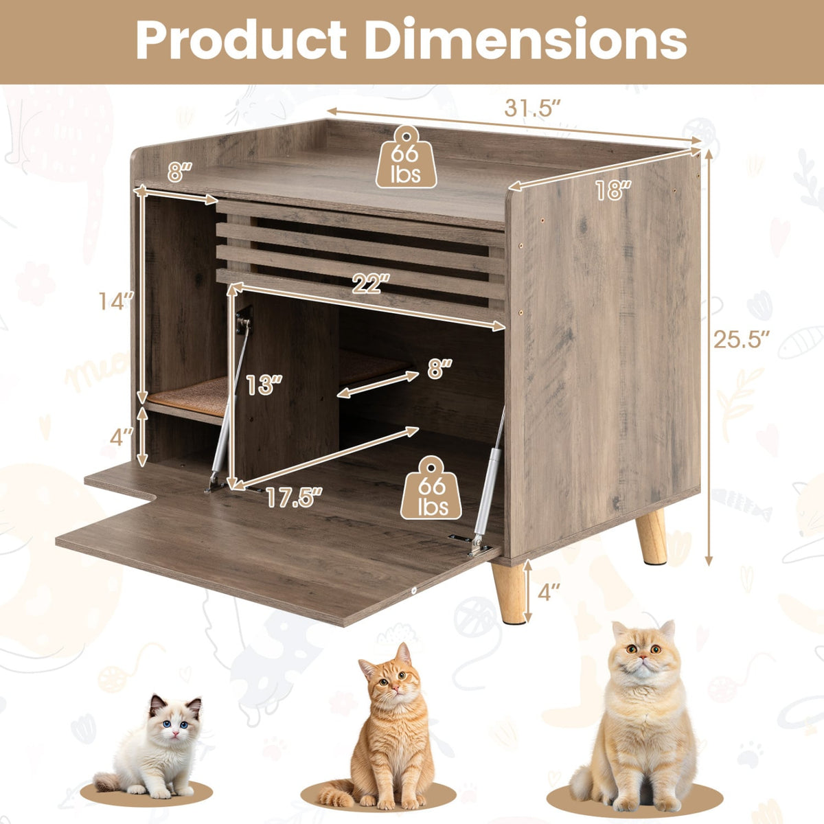 Litière pour chat meuble caché style rustique