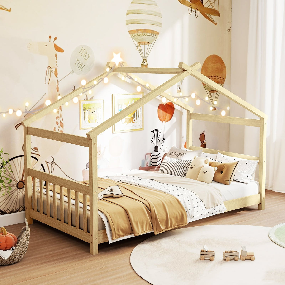 Lit cabane simple en bois pour enfant