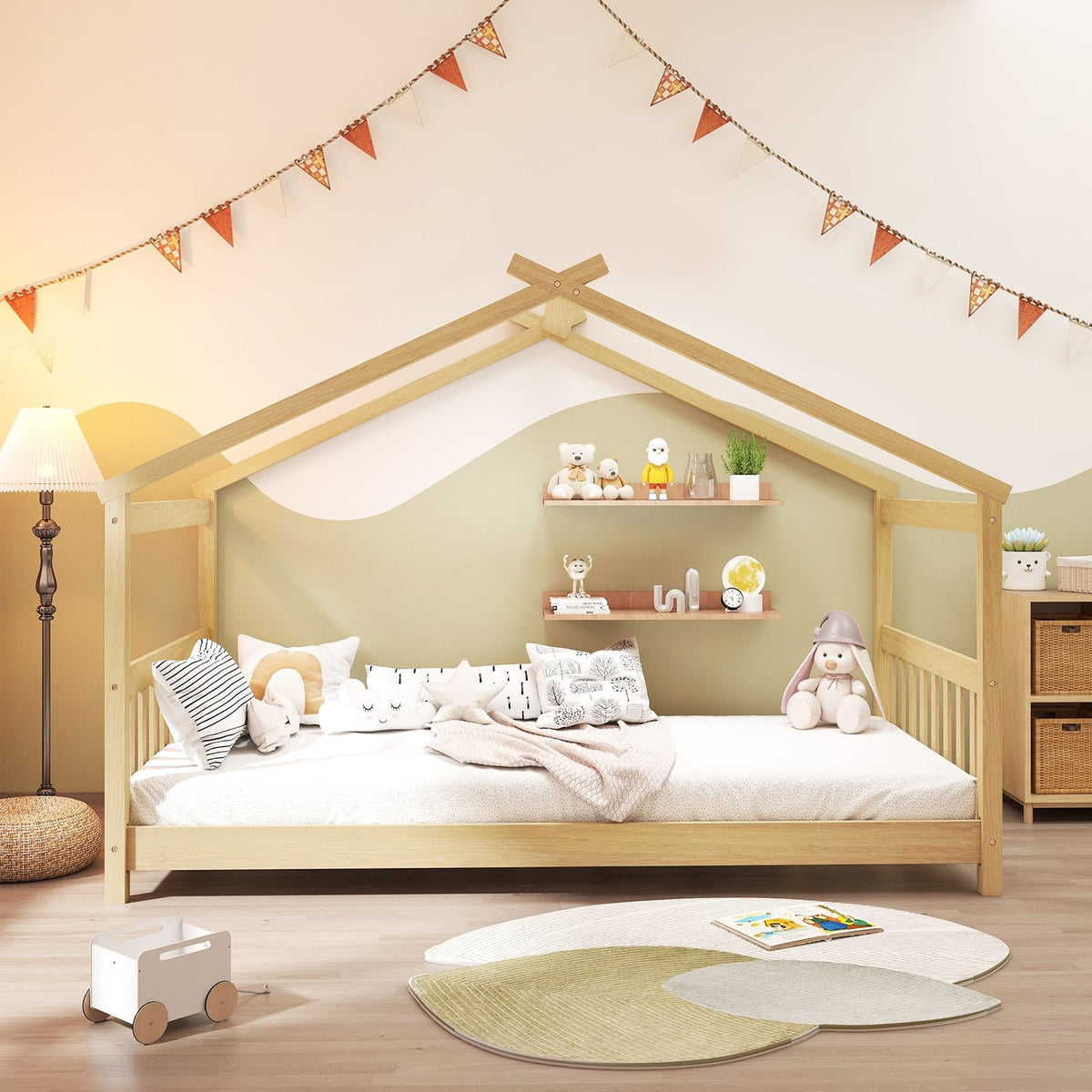 Lit cabane simple en bois pour enfant