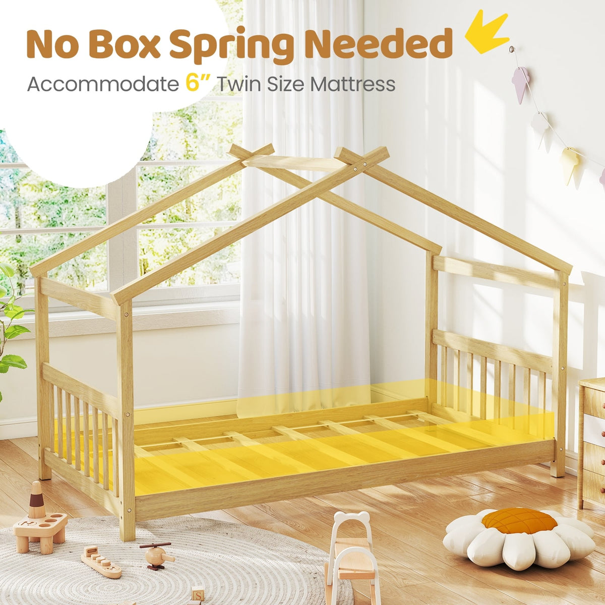 Lit cabane simple en bois pour enfant