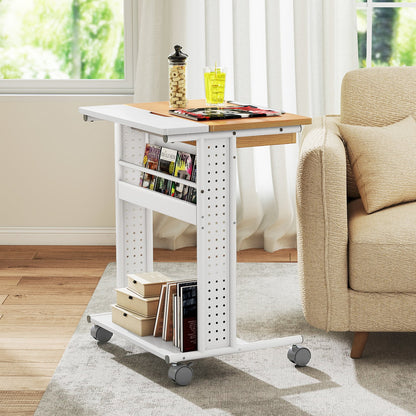 Bureau d'ordinateur portable roulant inclinable à roulettes