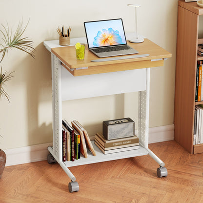 Bureau d'ordinateur portable roulant inclinable à roulettes