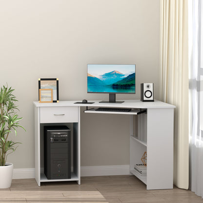 L-Shaped Desk with Drawer and Keyboard Tray