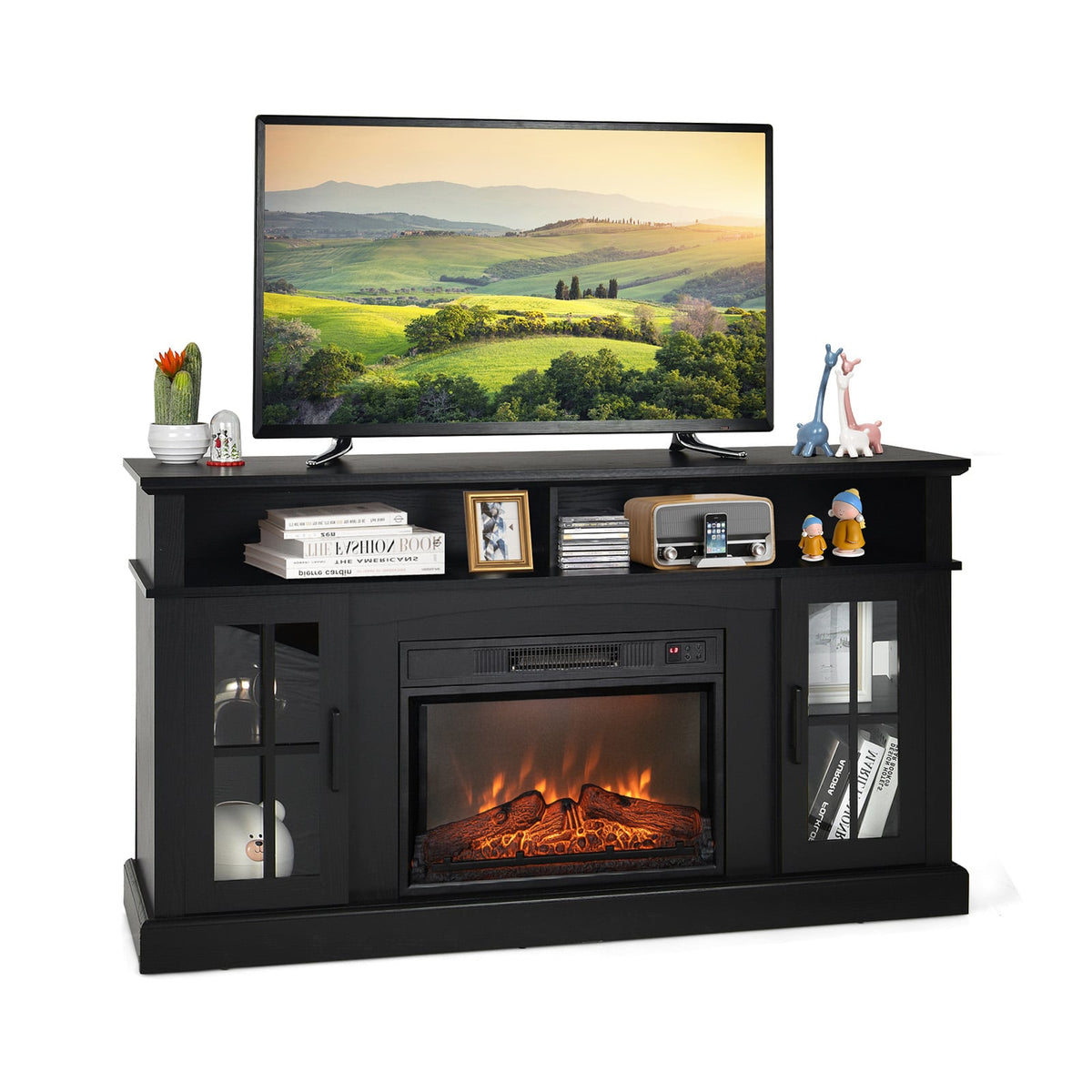 Meuble TV avec foyer électrique de 1400 W