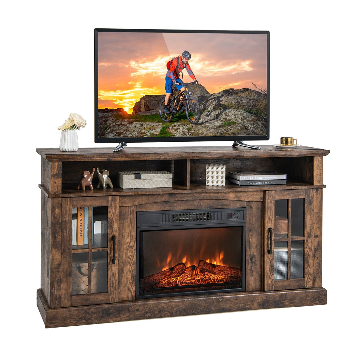 Meuble TV avec foyer électrique de 1400 W