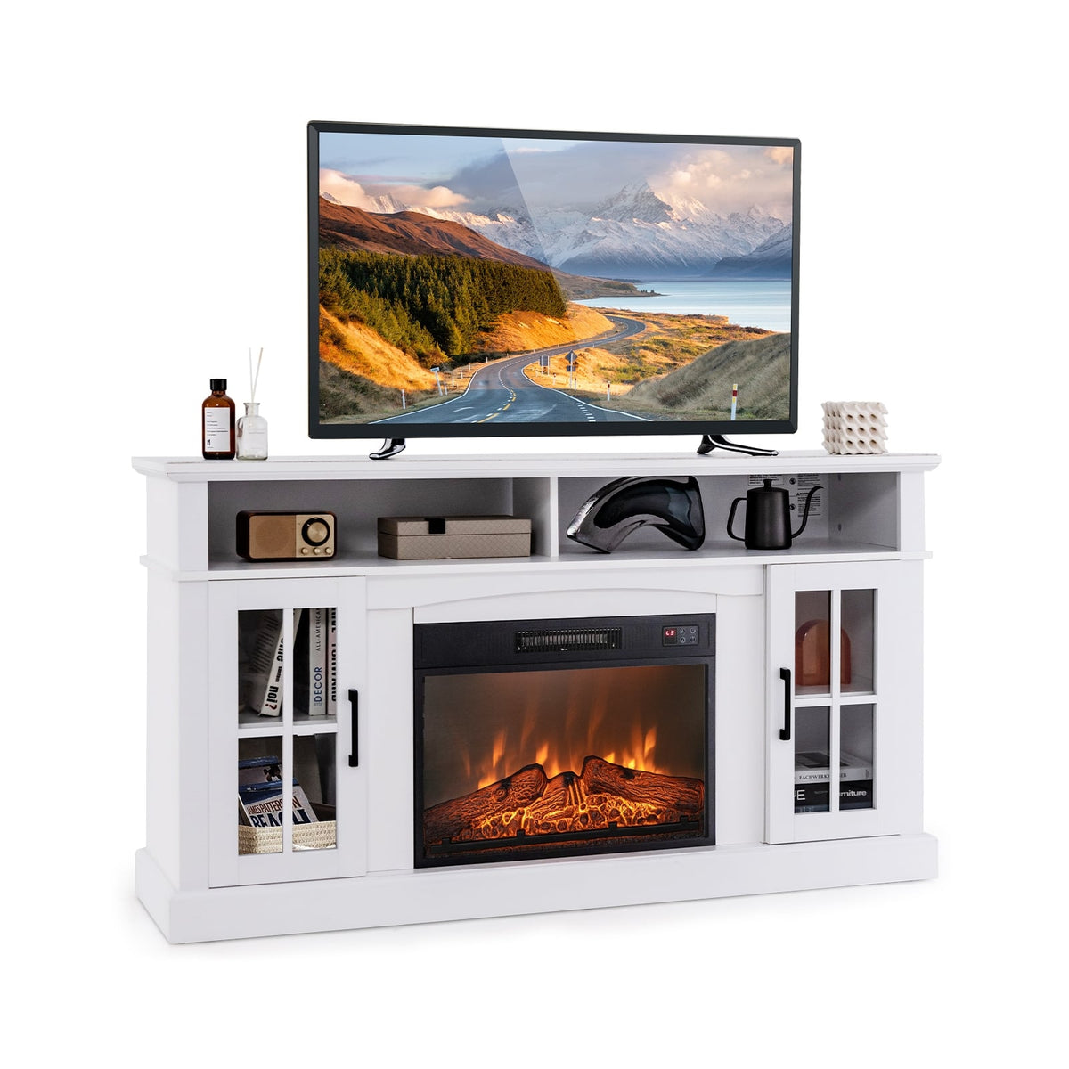Meuble TV avec foyer électrique de 1400 W
