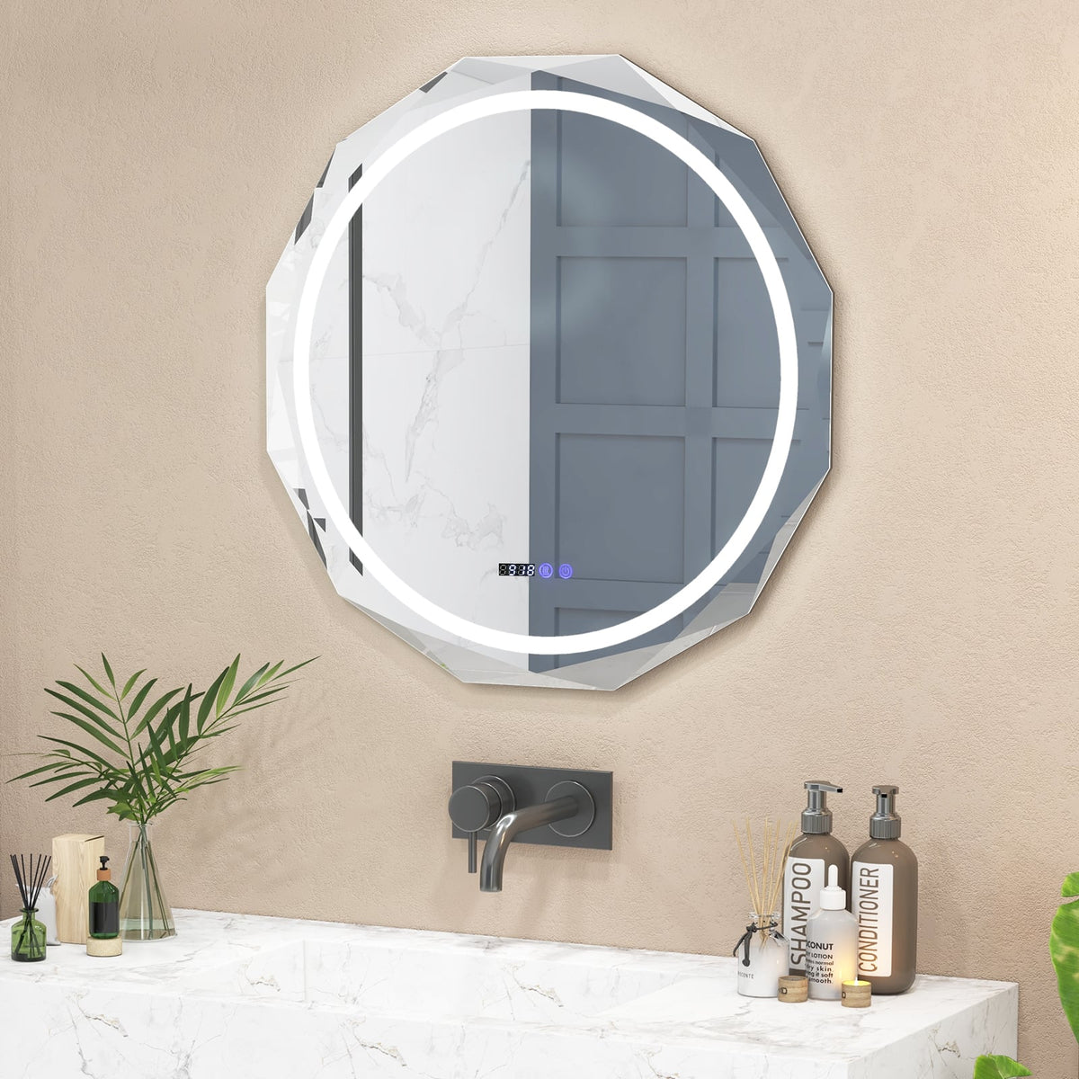 Miroir de salle de bain à DEL antibuée tactile
