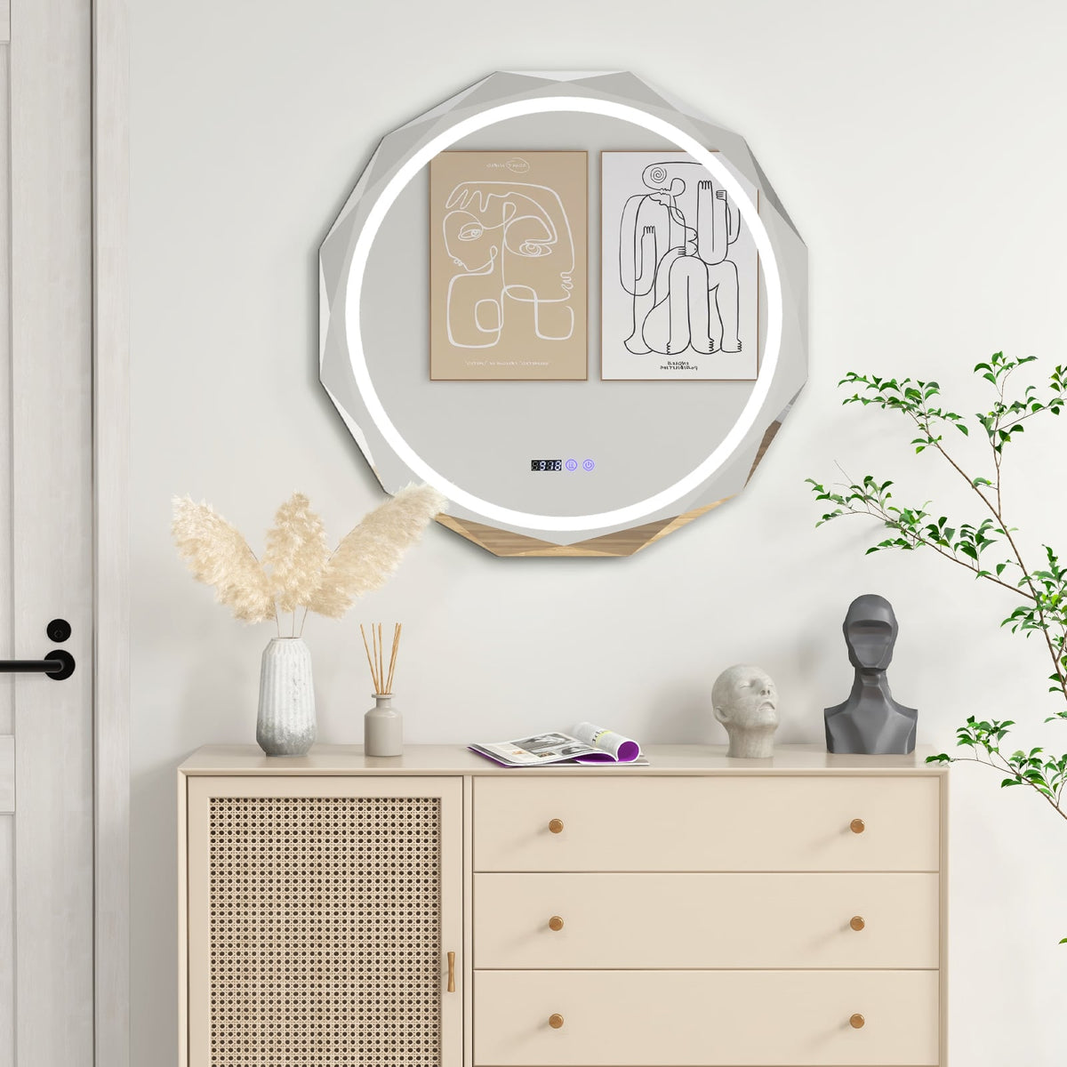 Miroir de salle de bain à DEL antibuée tactile