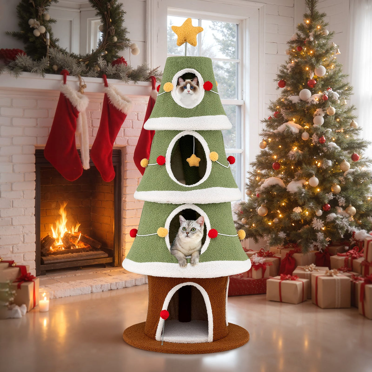 Arbre à chat de Noël multiétage 155 cm