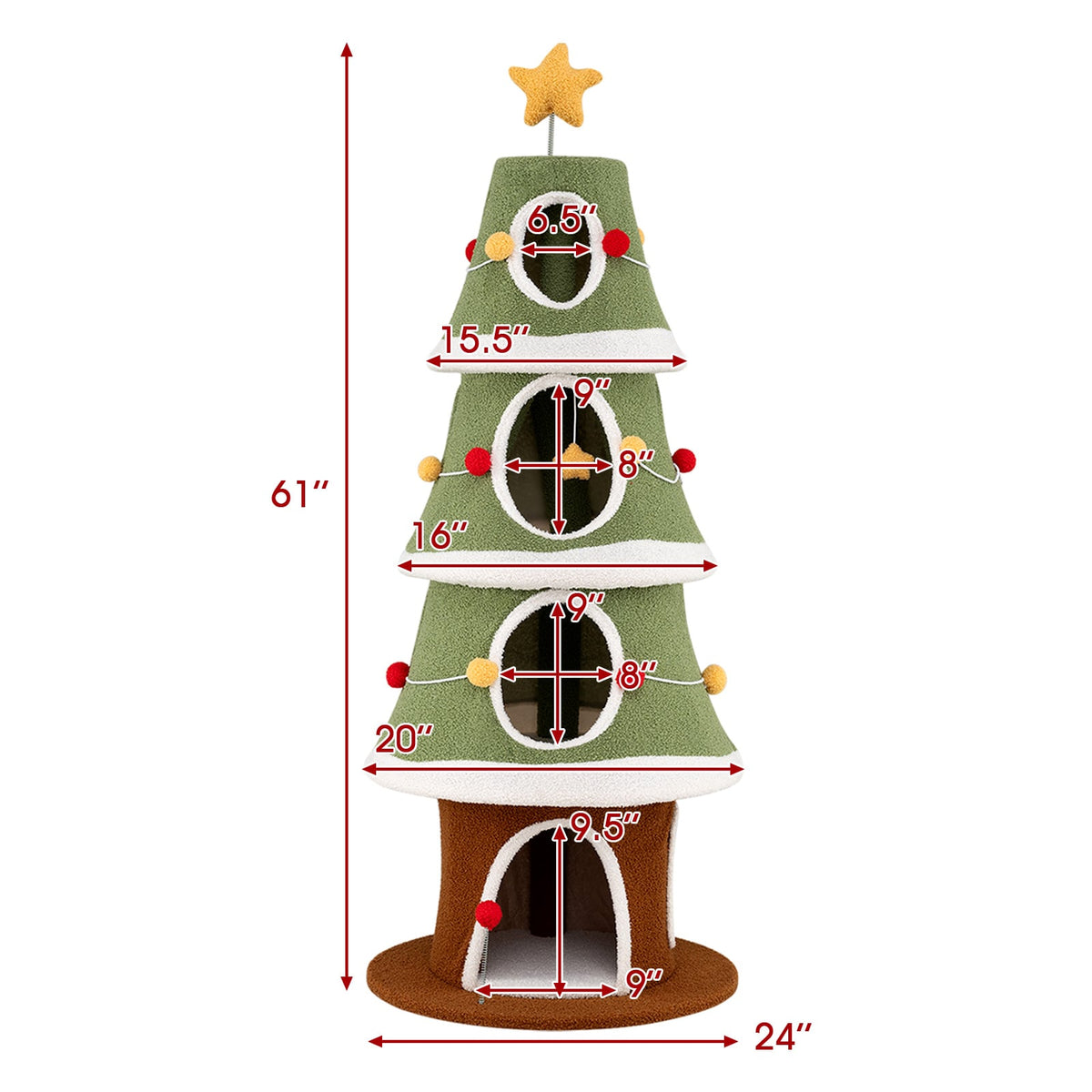 Arbre à chat de Noël multiétage 155 cm