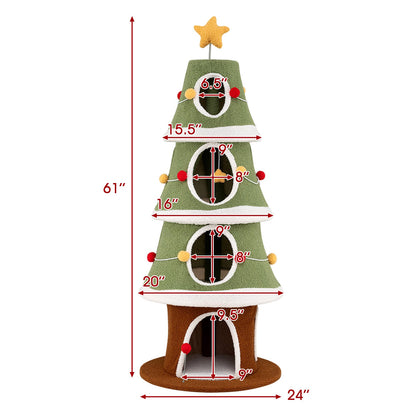 Arbre à chat de Noël multiétage 155 cm