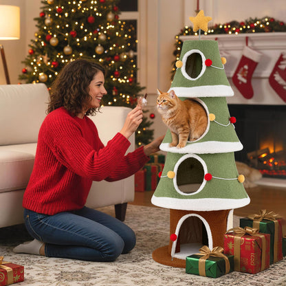 Arbre à chat de Noël multiétage 155 cm