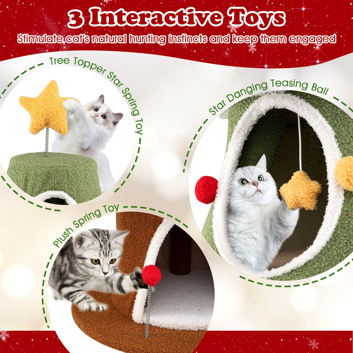 Arbre à chat de Noël multiétage 155 cm