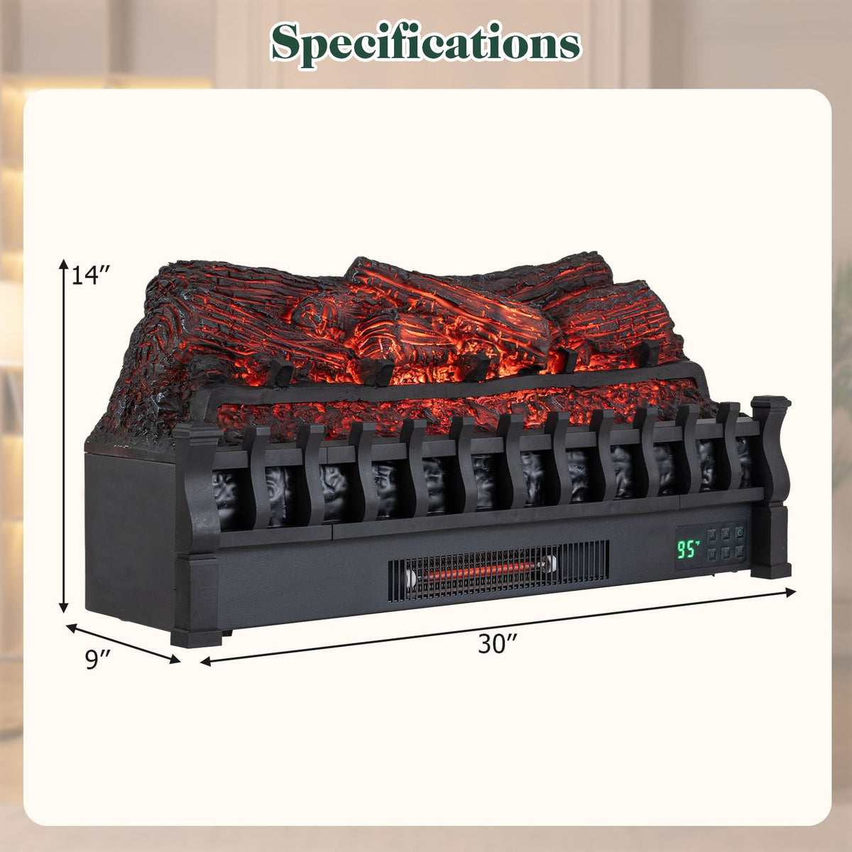 Foyer encastrable Wi-Fi 76 cm en pin