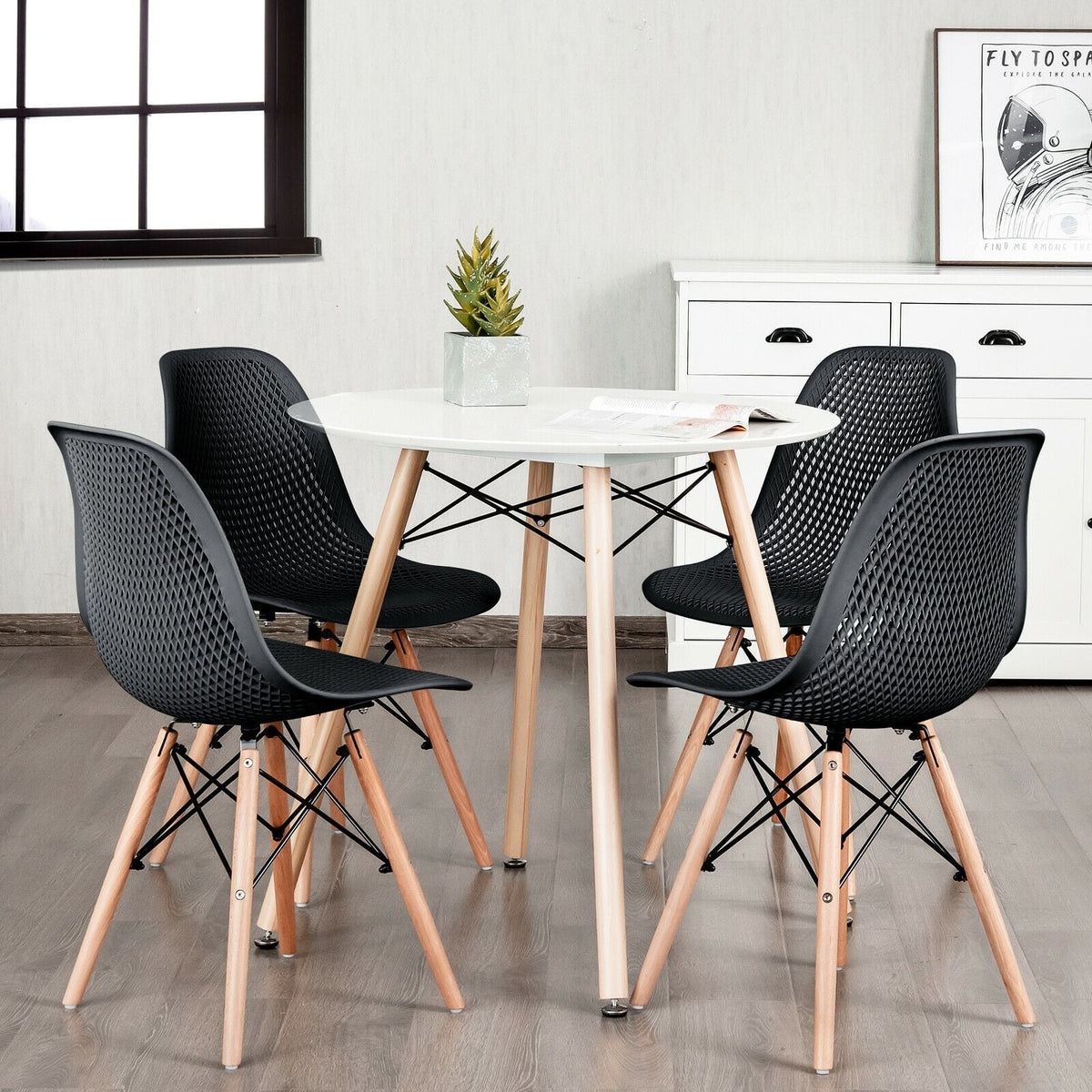 Chaises de salle à manger modernes en plastique — Lot de 4