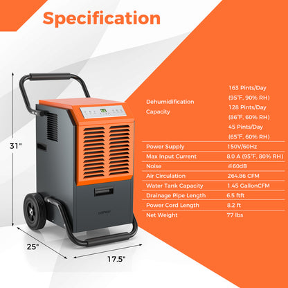 Déshumidificateur commercial grande capacité 77 L