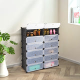 12-cube modular shoe rack with transparent doors