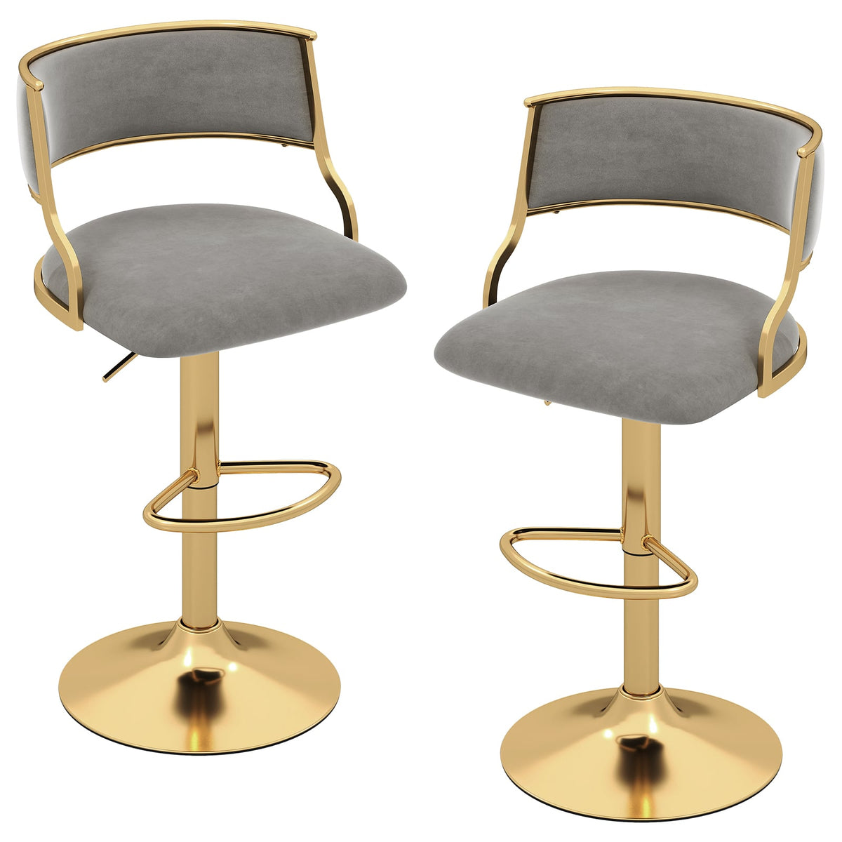 Tabouret de bar pivotant en velours — Lot de 2
