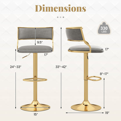 Tabouret de bar pivotant en velours — Lot de 2