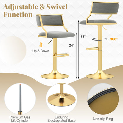 Tabouret de bar pivotant en velours — Lot de 2