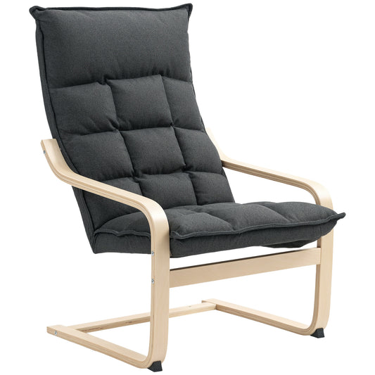 Modern Accent Chair with Wood Armrests and Rocking Motion