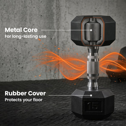 Hex Dumbbell Weight Set with Vertical Rack