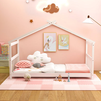 Lit cabane en bois format simple avec toit