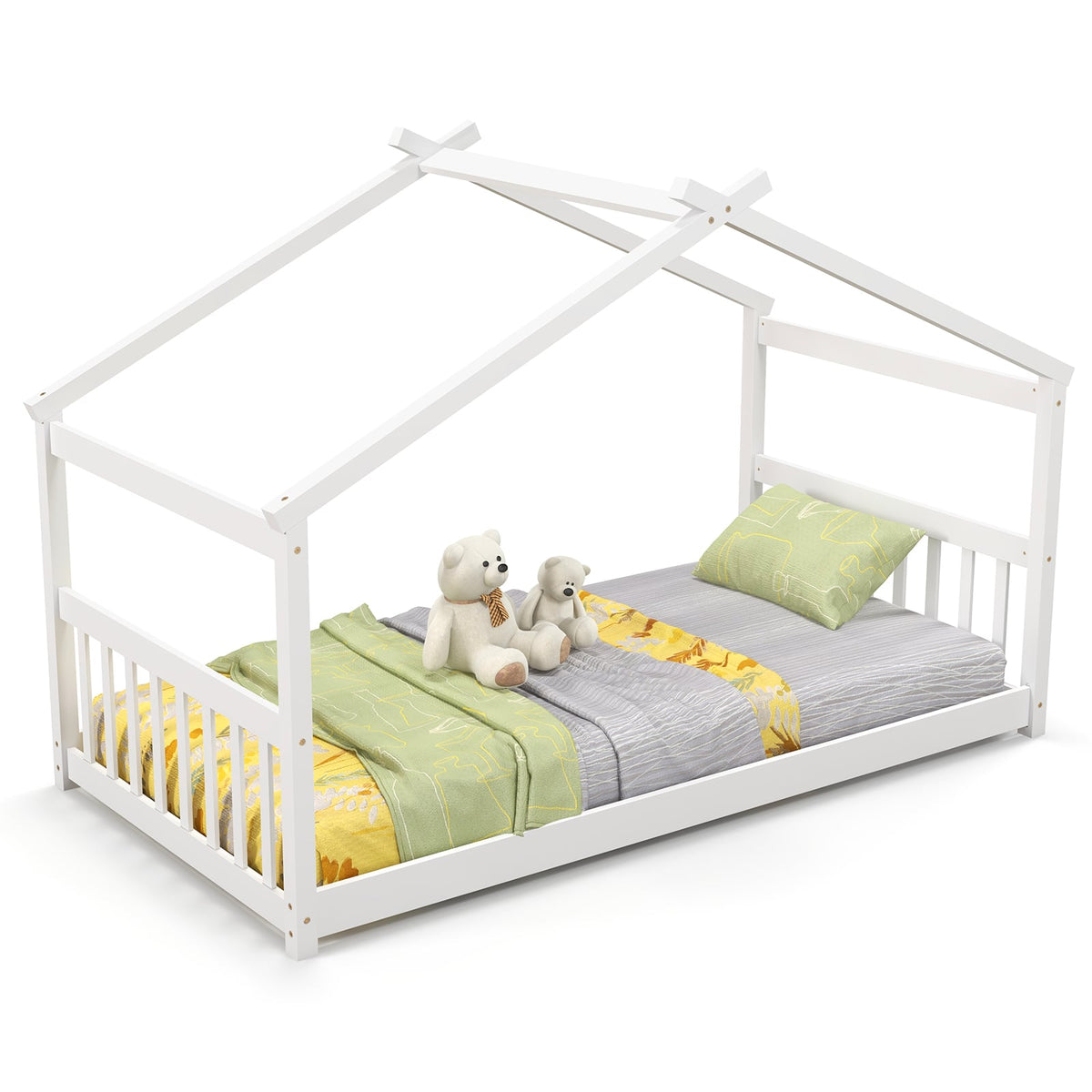 Lit cabane en bois format simple avec toit