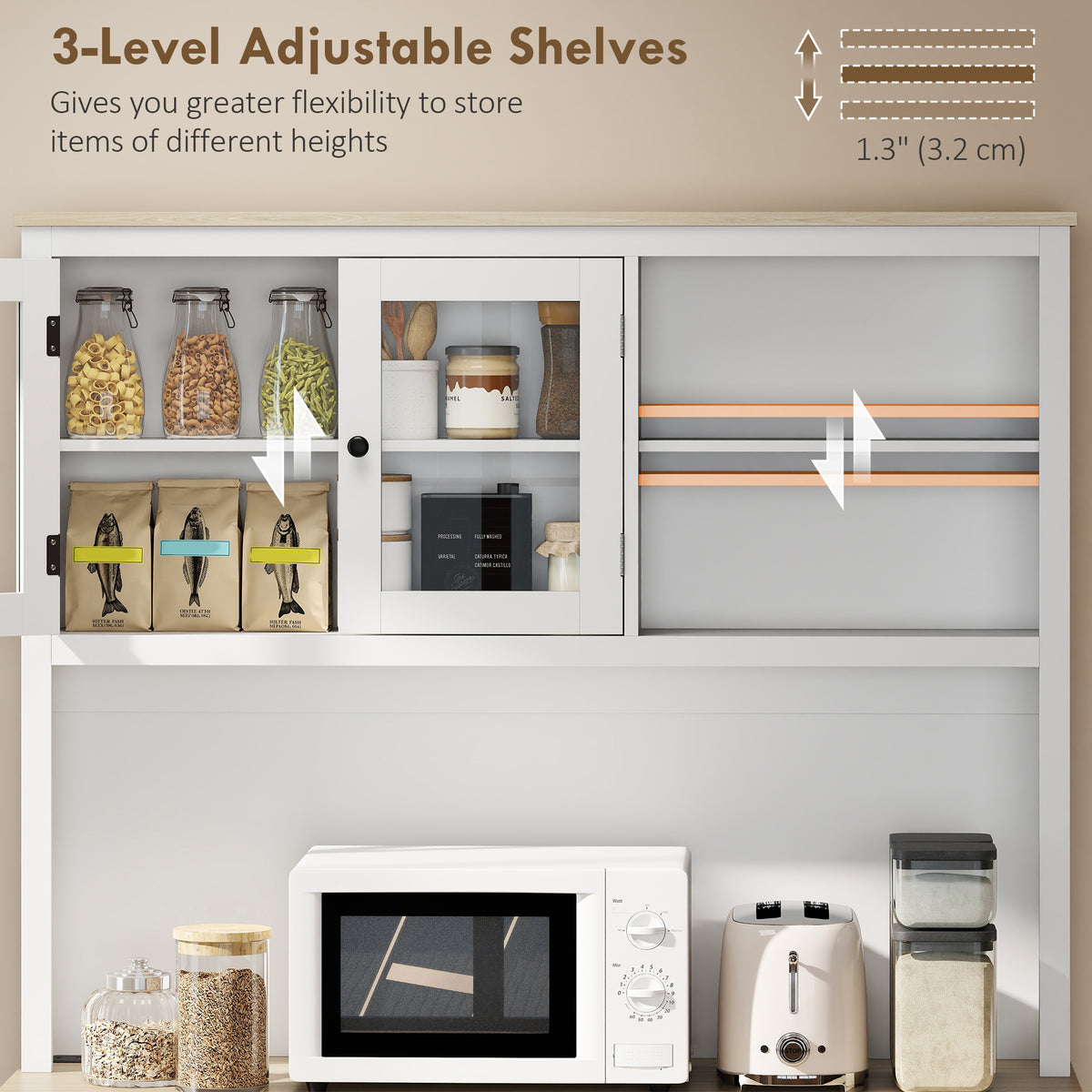 Kitchen Pantry Cabinet with Charging Station 26 L